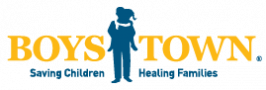 Boys Town logo, slogan: Saving children, healing families.