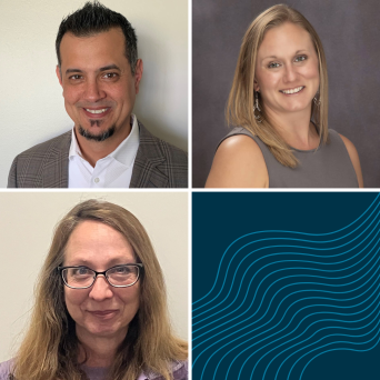 Collage square portrait of Brad Negrete, Eve Jarboe, & Jamie Rich